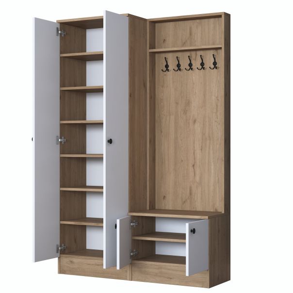 HANAH HOME Ormar za predsoblje sa čivilukom P6 - M11 - 2389, bela/krem - EP2799904