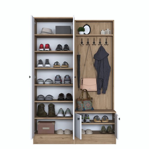 HANAH HOME Ormar za predsoblje sa čivilukom P6 - M11 - 2389, bela/krem - EP2799904