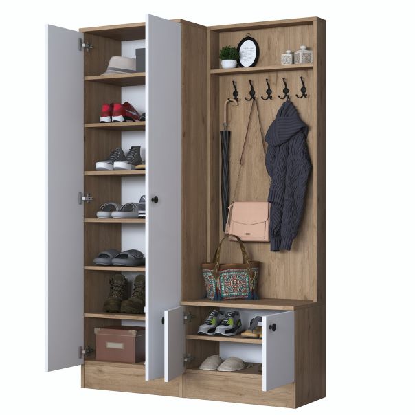 HANAH HOME Ormar za predsoblje sa čivilukom P6 - M11 - 2389, bela/krem - EP2799904