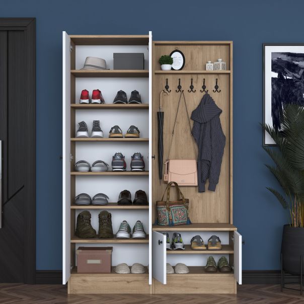 HANAH HOME Ormar za predsoblje sa čivilukom P6 - M11 - 2389, bela/krem - EP2799904