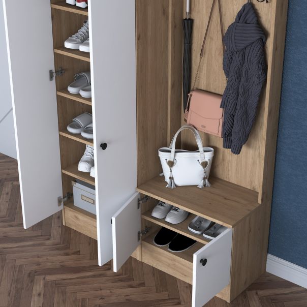 HANAH HOME Ormar za predsoblje sa čivilukom P6 - M11 - 2389, bela/krem - EP2799904