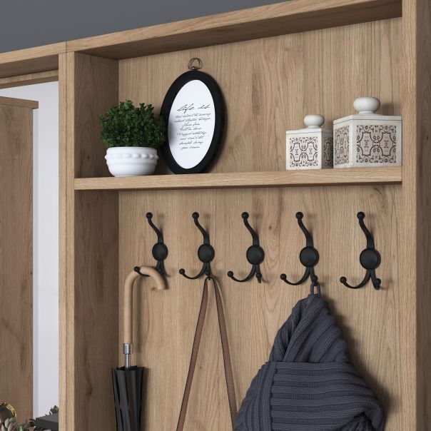 HANAH HOME Ormar za predsoblje sa čivilukom P6, M2, 2257G, bela/braon - EP2799910