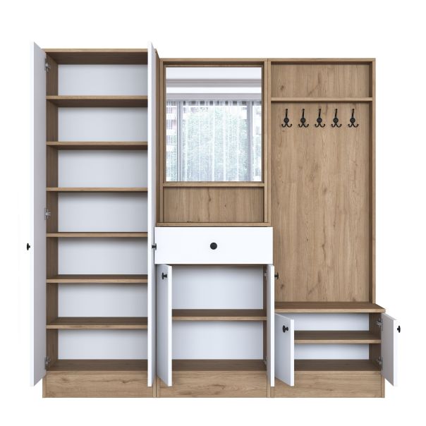 HANAH HOME Ormar za predsoblje sa čivilukom P6, M2, 2257G, bela/braon - EP2799910