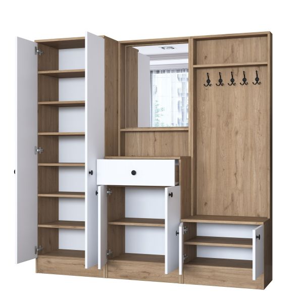 HANAH HOME Ormar za predsoblje sa čivilukom P6, M2, 2257G, bela/braon - EP2799910