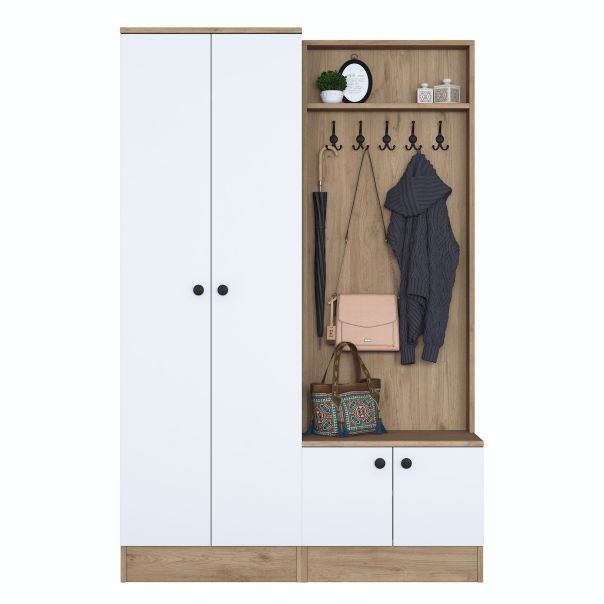 HANAH HOME Ormar za predsoblje sa čivilukom P6 - M5 - 2423, bela/krem - EP2799898