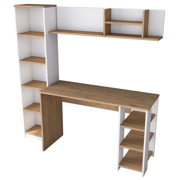 HANAH HOME Radni sto sa policama HA125 - 3428, braon/bela - EP3057368