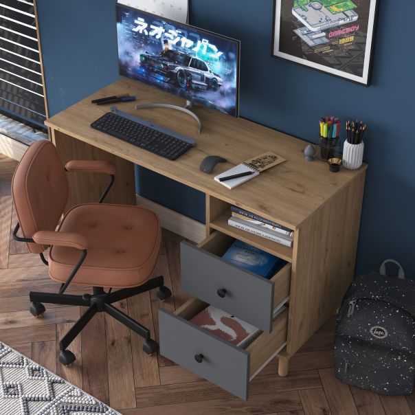 HANAH HOME Radni sto HA109 - 2636, tamno braon/antracit - EP2801037