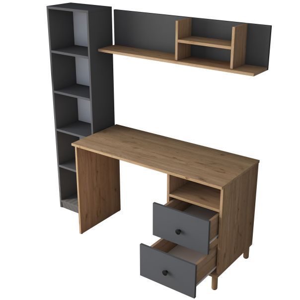 HANAH HOME Radni sto sa policom HA115 2643, braon/antracit - EP2801052