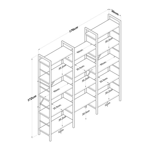 HANAH HOME Polica HC107 - 2552, braon/crna - EP3057383