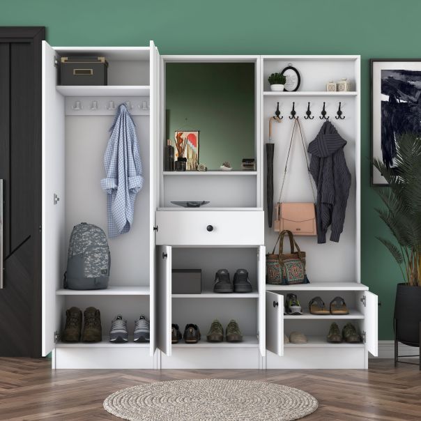 HANAH HOME Ormar za predsoblje sa čivilukom M3, 1559, bela - EP2799907