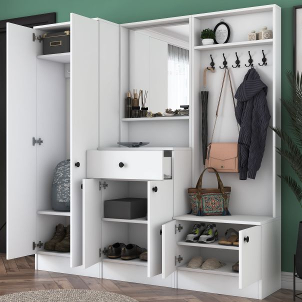 HANAH HOME Ormar za predsoblje sa čivilukom M3, 1559, bela - EP2799907