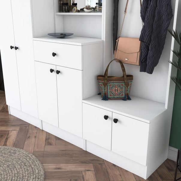 HANAH HOME Ormar za predsoblje sa čivilukom M3, 1559, bela - EP2799907