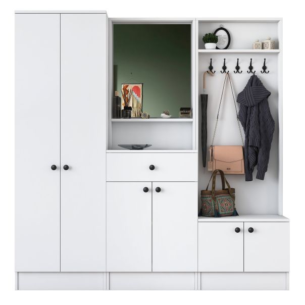 HANAH HOME Ormar za predsoblje sa čivilukom M3, 1559, bela - EP2799907