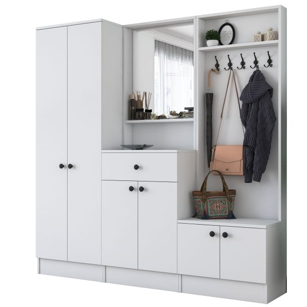 HANAH HOME Ormar za predsoblje sa čivilukom M3, 1559, bela - EP2799907