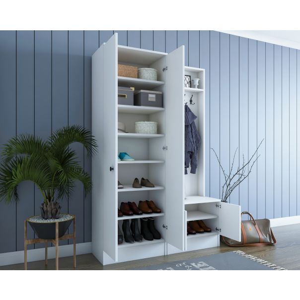 HANAH HOME Ormar za predsoblje sa čivilukom M11 - 1567, bela - EP2799901