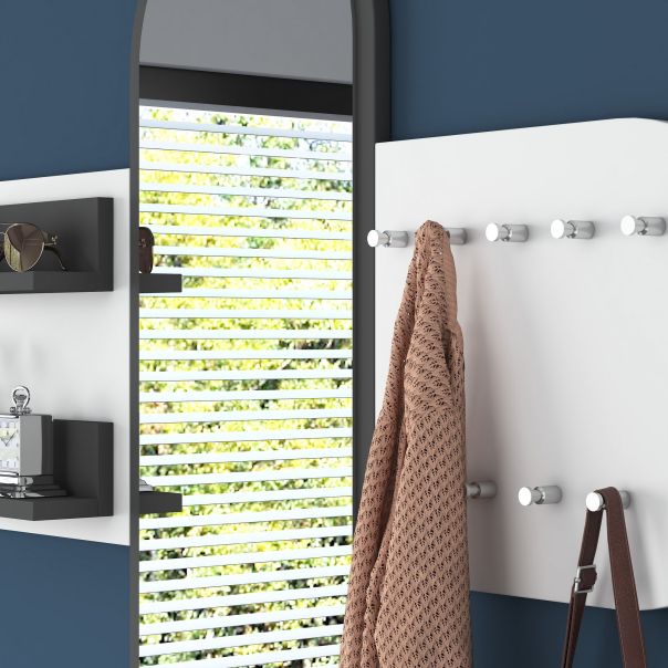 HANAH HOME Čiviluk sa ogledalom P3 - 1769, bela/antracit - 893RAN4925