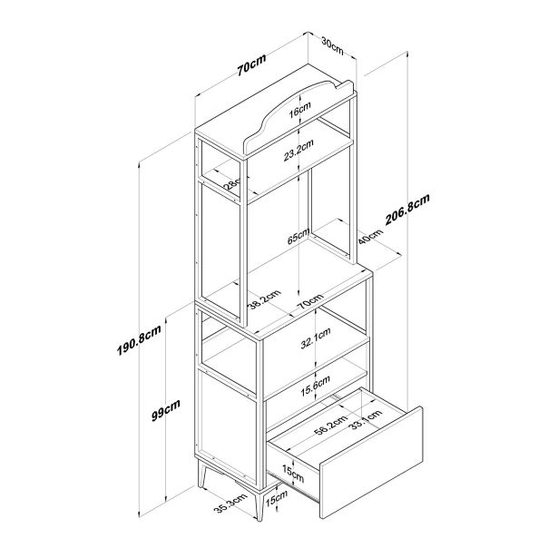 HANAH HOME Kuhinjska komoda JE154 - 3130, braon/crna - EP3057410