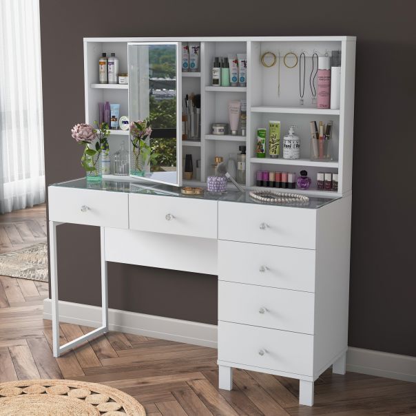 HANAH HOME Sto za šminkanje BJ140 - 3831, bela - EP3057449