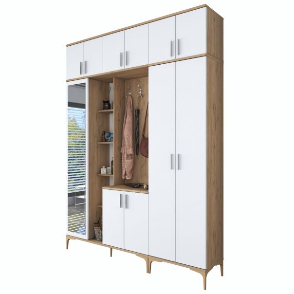 HANAH HOME Ormar sa ogledalom EA121, bela/broan - EP3057482