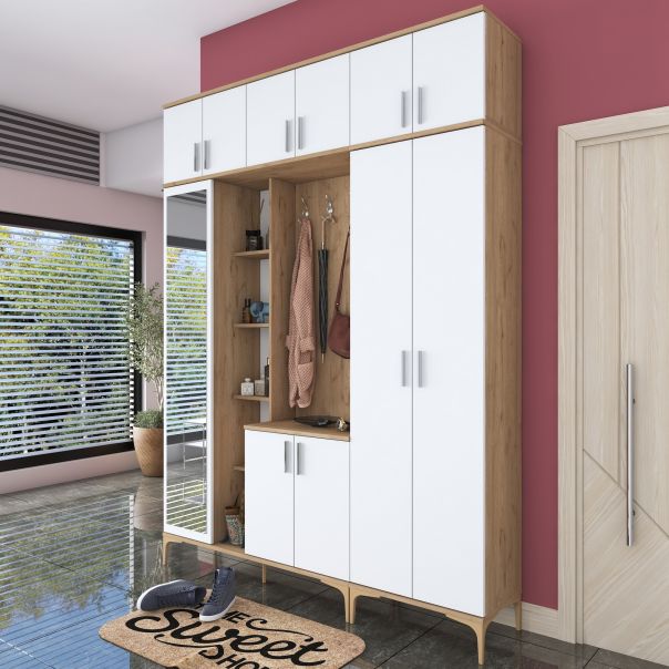 HANAH HOME Ormar sa ogledalom EA121, bela/broan - EP3057482