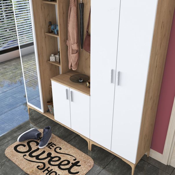 HANAH HOME Ormar sa ogledalom EA121, bela/broan - EP3057482
