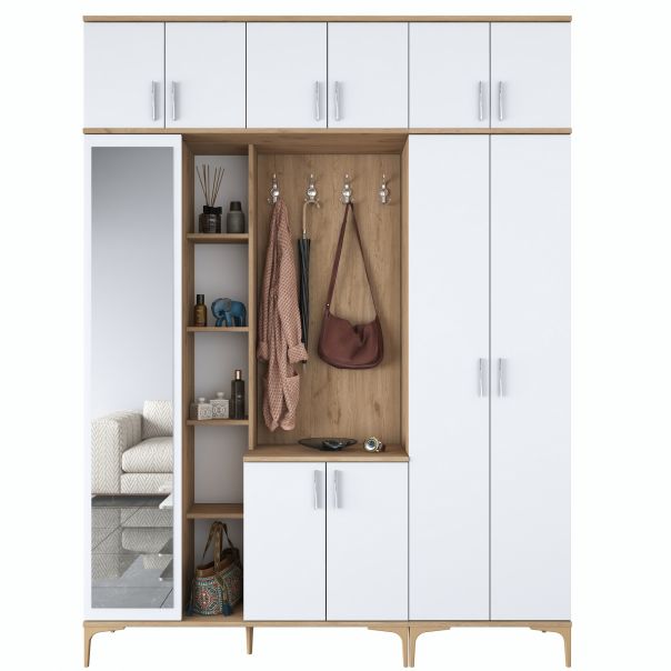 HANAH HOME Ormar sa ogledalom EA121, bela/broan - EP3057482