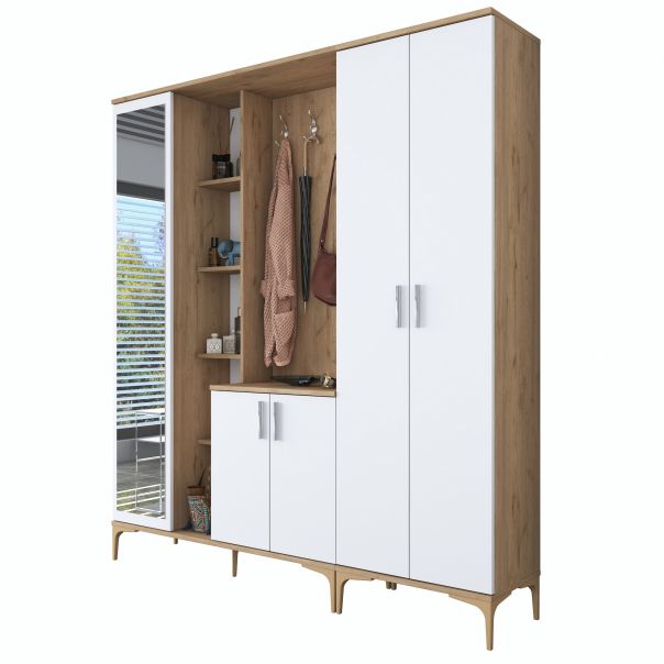 HANAH HOME Ormar sa ogledalom EA129, bela/broan - EP3057488