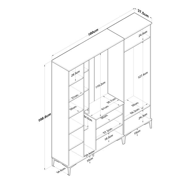 HANAH HOME Ormar sa ogledalom EA129, bela/broan - EP3057488