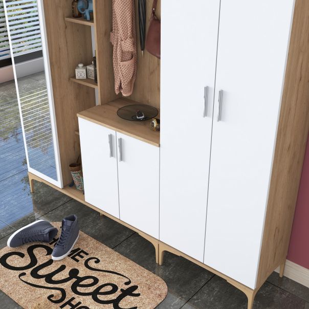 HANAH HOME Ormar sa ogledalom EA129, bela/broan - EP3057488