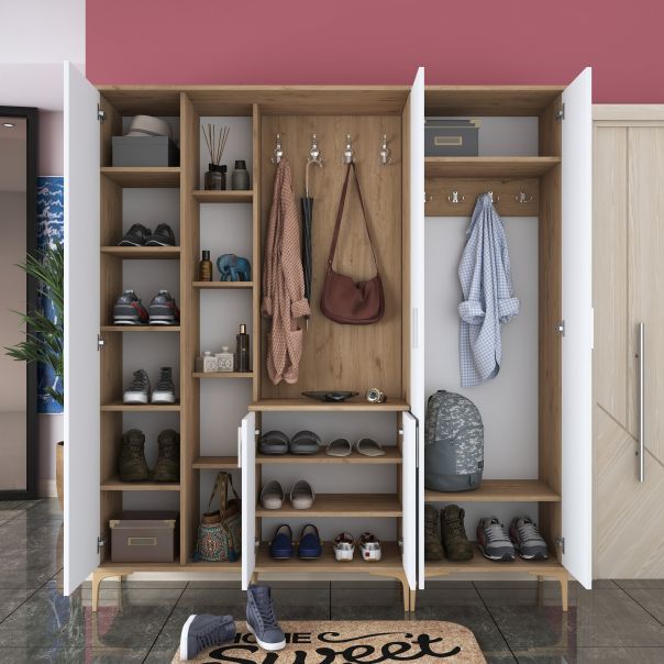 HANAH HOME Ormar sa ogledalom EA129, bela/broan - EP3057488