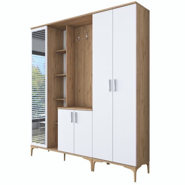 HANAH HOME Ormar sa ogledalom EA129, bela/broan - EP3057488