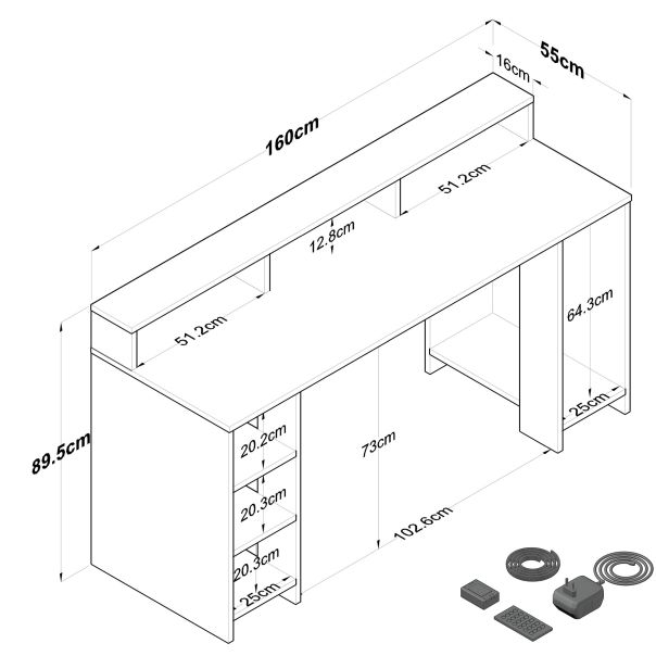 HANAH HOME Radni sto HA122 - 3000, braon/antracit - EP3057494