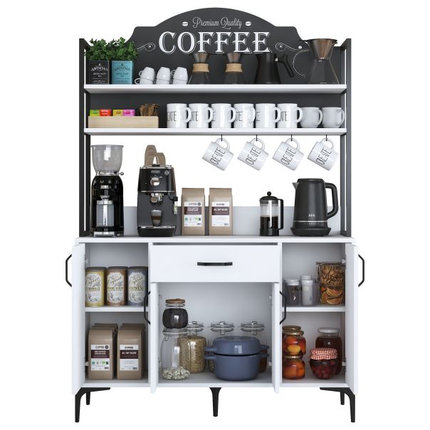 HANAH HOME Kuhinjska vitrina JE130 - 2987, bela/crna - EP2799895