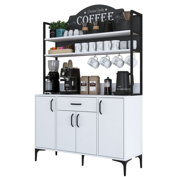 HANAH HOME Kuhinjska vitrina JE130 - 2987, bela/crna - EP2799895