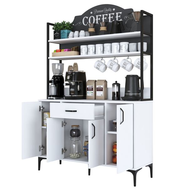 HANAH HOME Kuhinjska vitrina JE130 - 2987, bela/crna - EP2799895