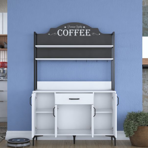 HANAH HOME Kuhinjska vitrina JE130 - 2987, bela/crna - EP2799895