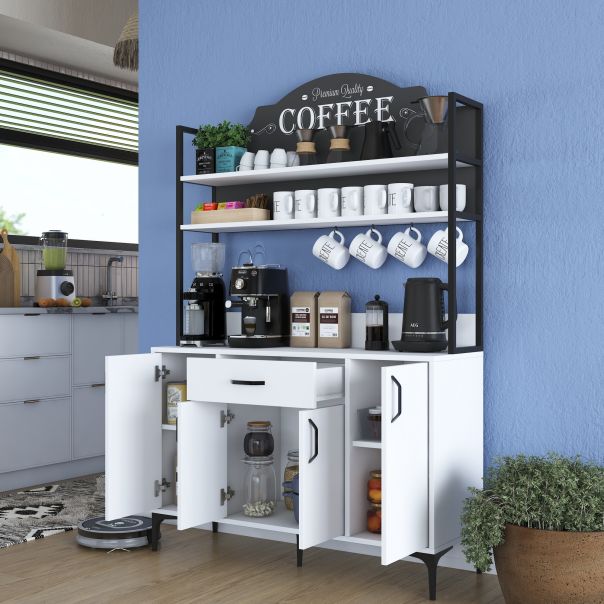 HANAH HOME Kuhinjska vitrina JE130 - 2987, bela/crna - EP2799895