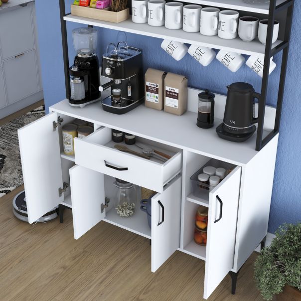 HANAH HOME Kuhinjska vitrina JE130 - 2987, bela/crna - EP2799895