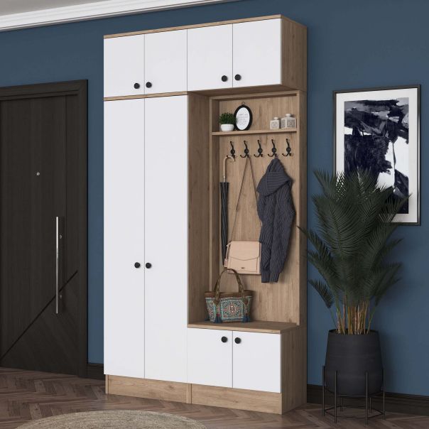 HANAH HOME Ormar za predsoblje EA144, bela/broan - EP3057512