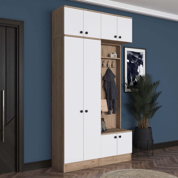 HANAH HOME Ormar za predsoblje EA144, bela/broan - EP3057512