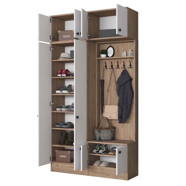 HANAH HOME Ormar za predsoblje EA144, bela/broan - EP3057512