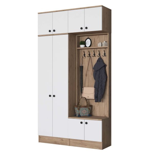 HANAH HOME Ormar za predsoblje EA145, bela/broan - EP3057518