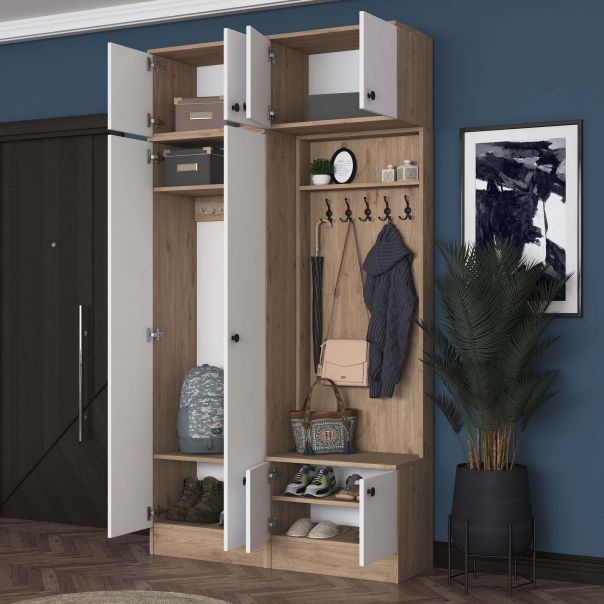 HANAH HOME Ormar za predsoblje EA145, bela/broan - EP3057518