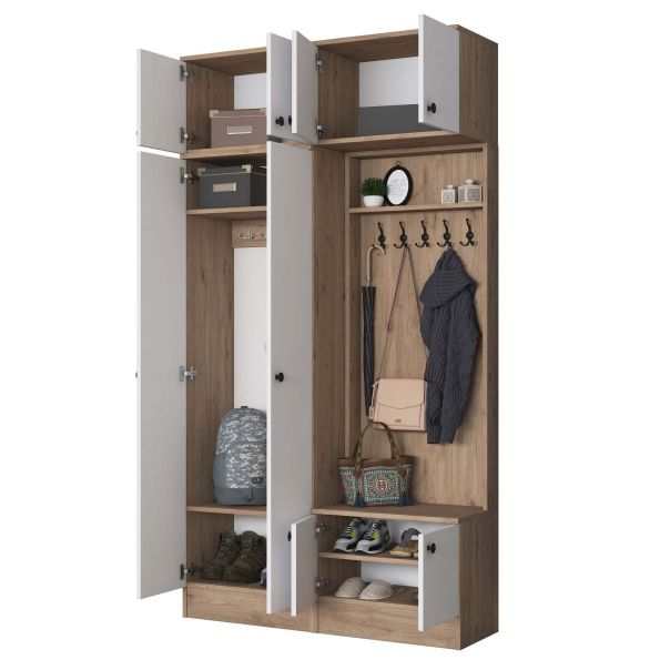 HANAH HOME Ormar za predsoblje EA145, bela/broan - EP3057518