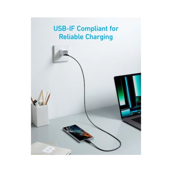ANKER 322 USB tip-C na USB tip-C kabl M/M 1.8m, 60W, pleteni, crni - EP3262820