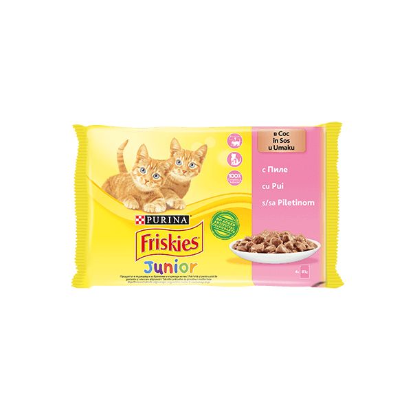 FRISKIES Vlažna hrana za mačke u sosu sa piletinom Junior 4x85g - 7613036988124