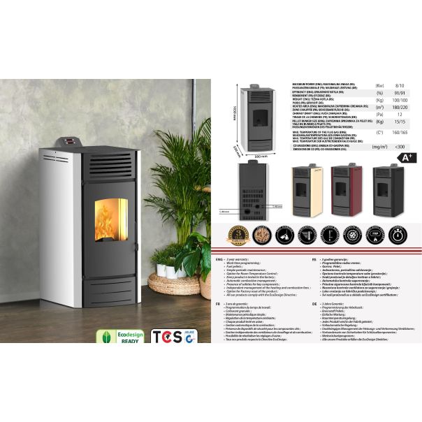 MARELI Kamin na pelet ONYX 10 air (10kW) bordo - EP3020636
