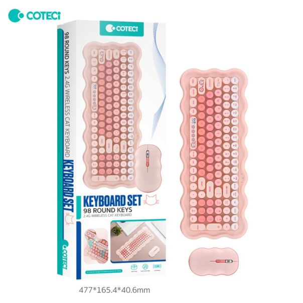 Combo mis i tastatura Coteci OF-056 roze - 224455