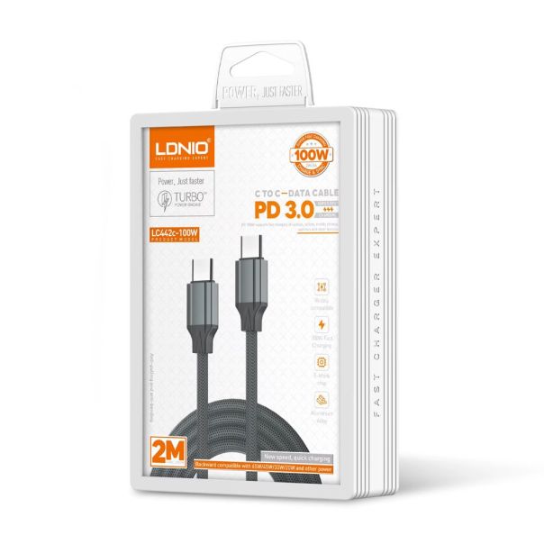 Data kabl LDNIO LC442C 100w, Type C na Type C sivi 2m - 224848