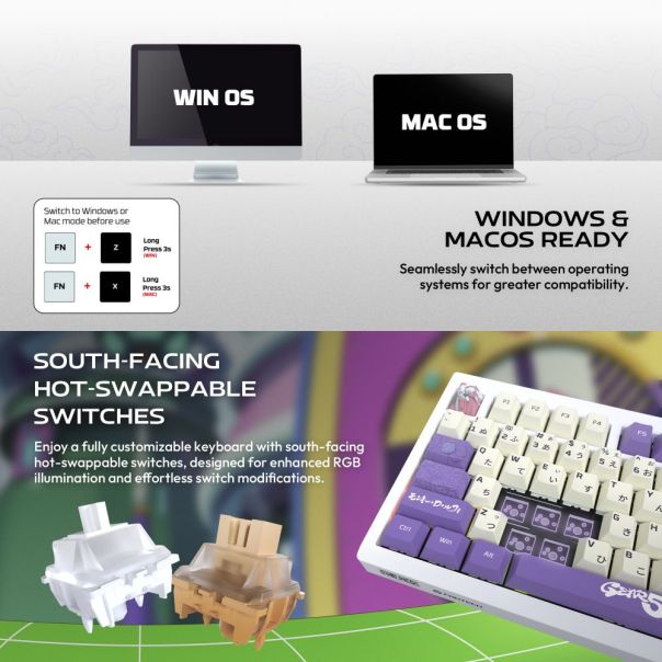 Tastatura Mehanicka Gaming Fantech MK921 Maxfit 8 Wireless ONE PIECE - GEAR5 (brown switch) - EP3094898